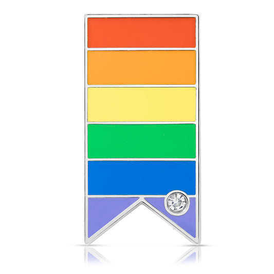 レインボー リボン ピンバッジ 長方形 LGBT ゲイ レズビアン ピンバッチ アウェアネスリボン SDGs ピンズ プライド SDGs